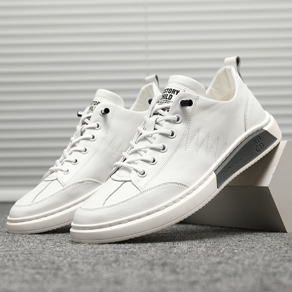 New Autumn White Men's Leather Sports Shoes Hot Style Trendy Casual Shoes