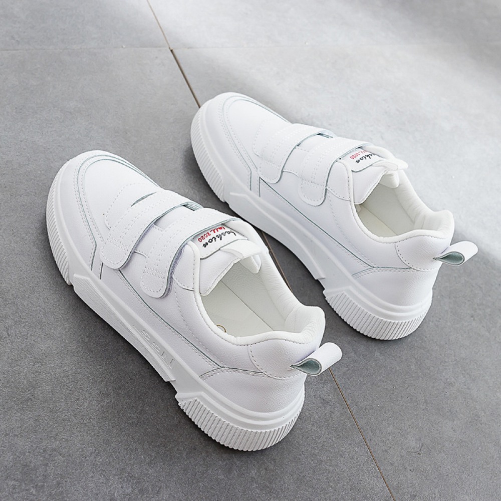 Spring New Velcro White Shoes Women's Casual Shoes Students Breathable Running Shoes Women